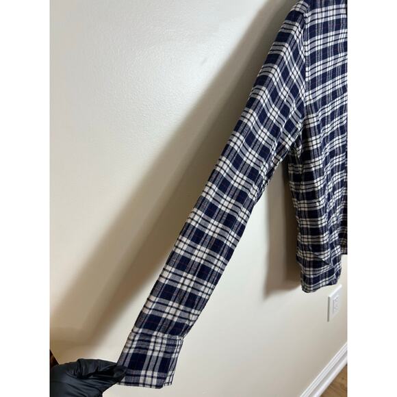 Uniqlo Men's Flannel Checked Long Sleeve Shirt Size Small Blue Plaid - Picture 5 of 8